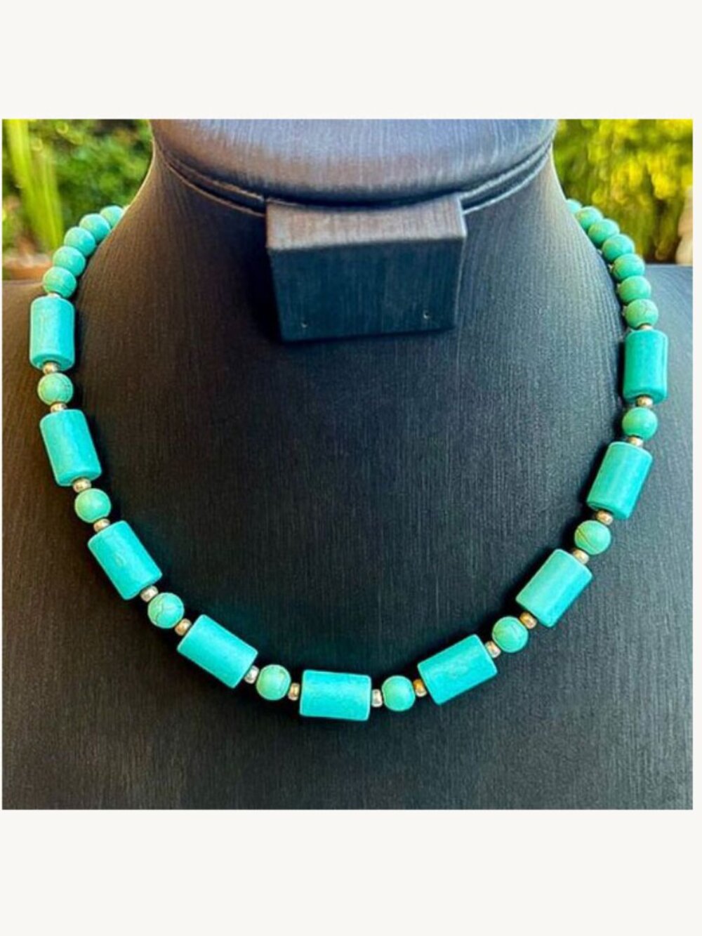 Y2K Faux Turquoise Beaded Necklace ~20"